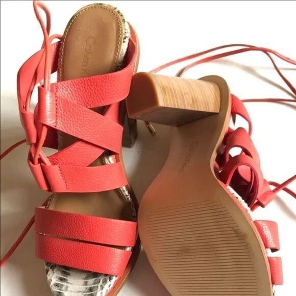 Calvin Klein Panelope Toscana Wrap Ankle Strapping Heeled Open Toe Sandals 8 - Picture 2 of 12